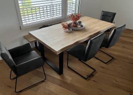 Esszimmerstühle Freischwinger grau Metallgestell Stoff