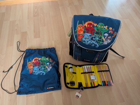 Lego Schultheke mit Etui Gefüllt und Turnsack