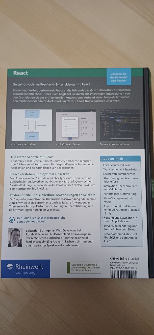 Bücher: React Das umfassende Handbuch Sebastian Springer 3. Aufl. – Neu (gemäss Beschreibung) aus Seuzach von sch_s2nz 2