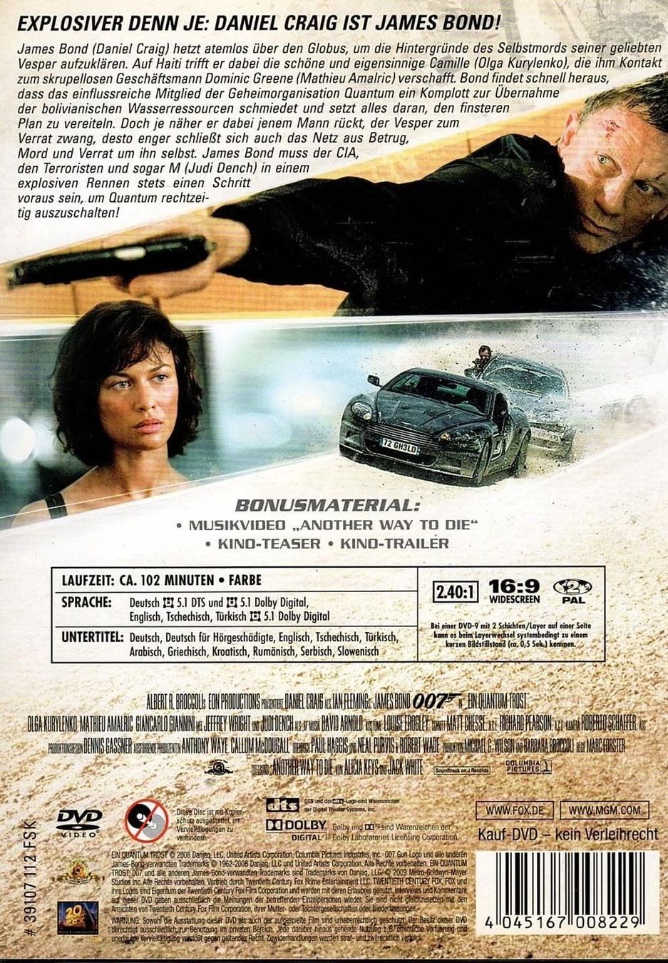 Tutti i DVDs: DVD  James Bond 007 - Ein Quantum Trost – Usato da Heimberg venduto da Rockenrol 1