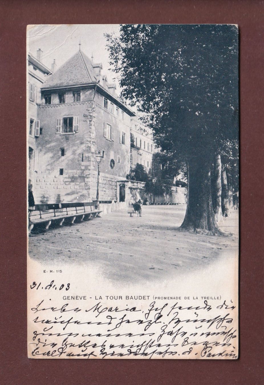 Cartoline postali: GENEVE - Tour Baudet - 1903 // pli d'angle // – Usato da Pully venduto da nicecards
