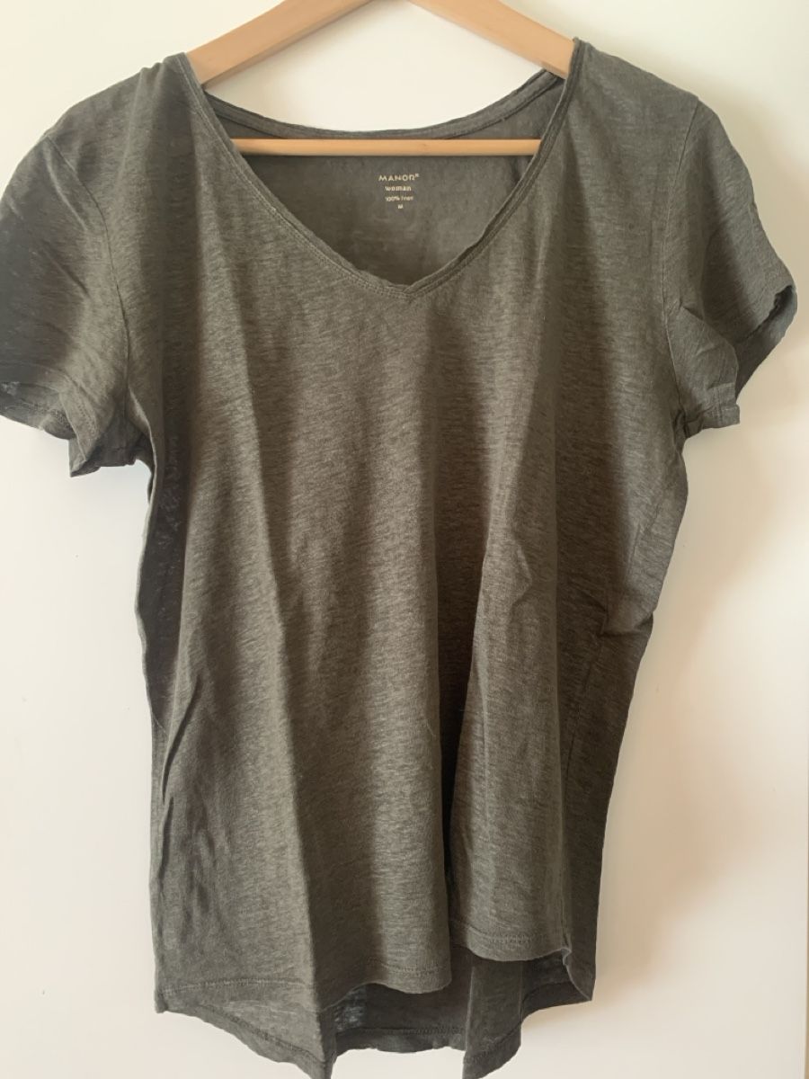 Manor T-shirt: T-shirt en lin kaki Manor – Usato da Prangins venduto da val_2c72