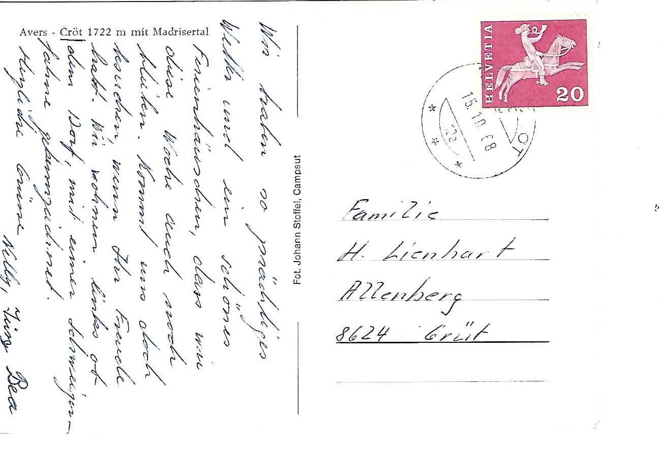 Cartoline postali: Avers-Cröt mit Madrisertal GR – Usato da Wetzikon ZH venduto da Brulu100 1