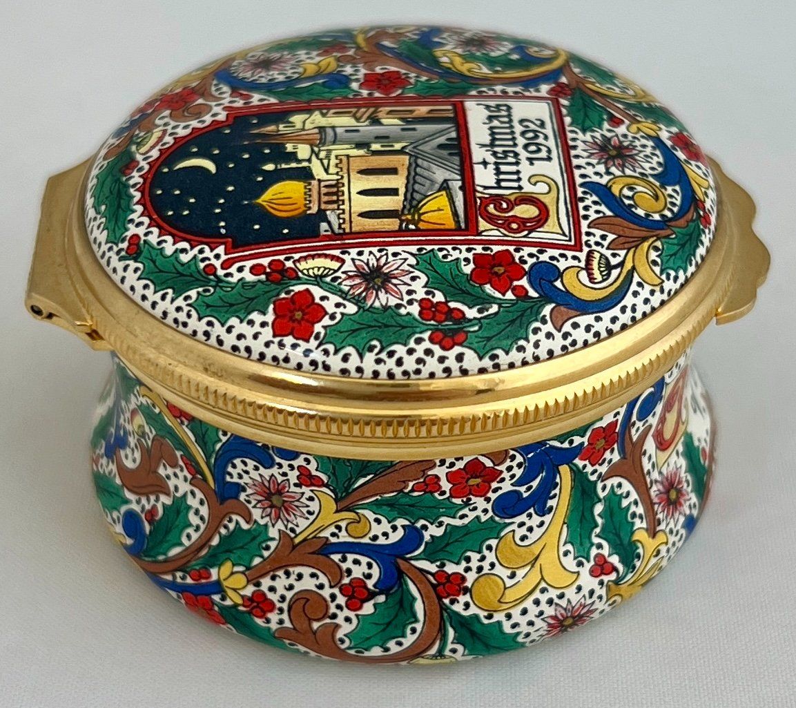 Contenitori & Simili: Halcyon Days Enamels, handbemaltes Weihnachtsdöschen, 1992 – Usato da Zürich venduto da Drahtzug 2