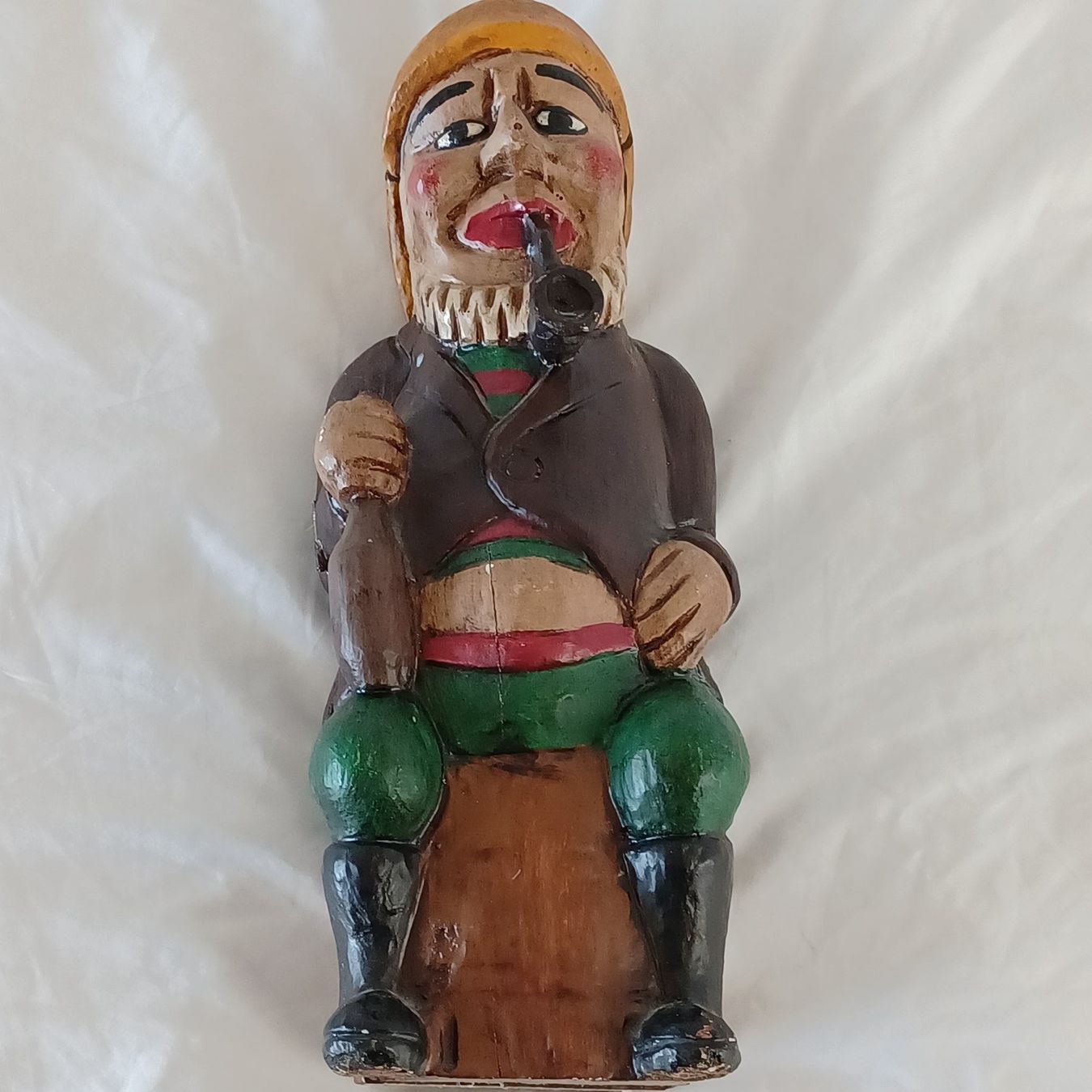 Statuette: WEIN-FLASCHENFIGUR. Geschnitzt. Sitzender Seemann. – Usato da Zürich venduto da Bellabo 3