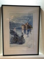 Lithographie Château de Chillon, signée et numérotée, encadr