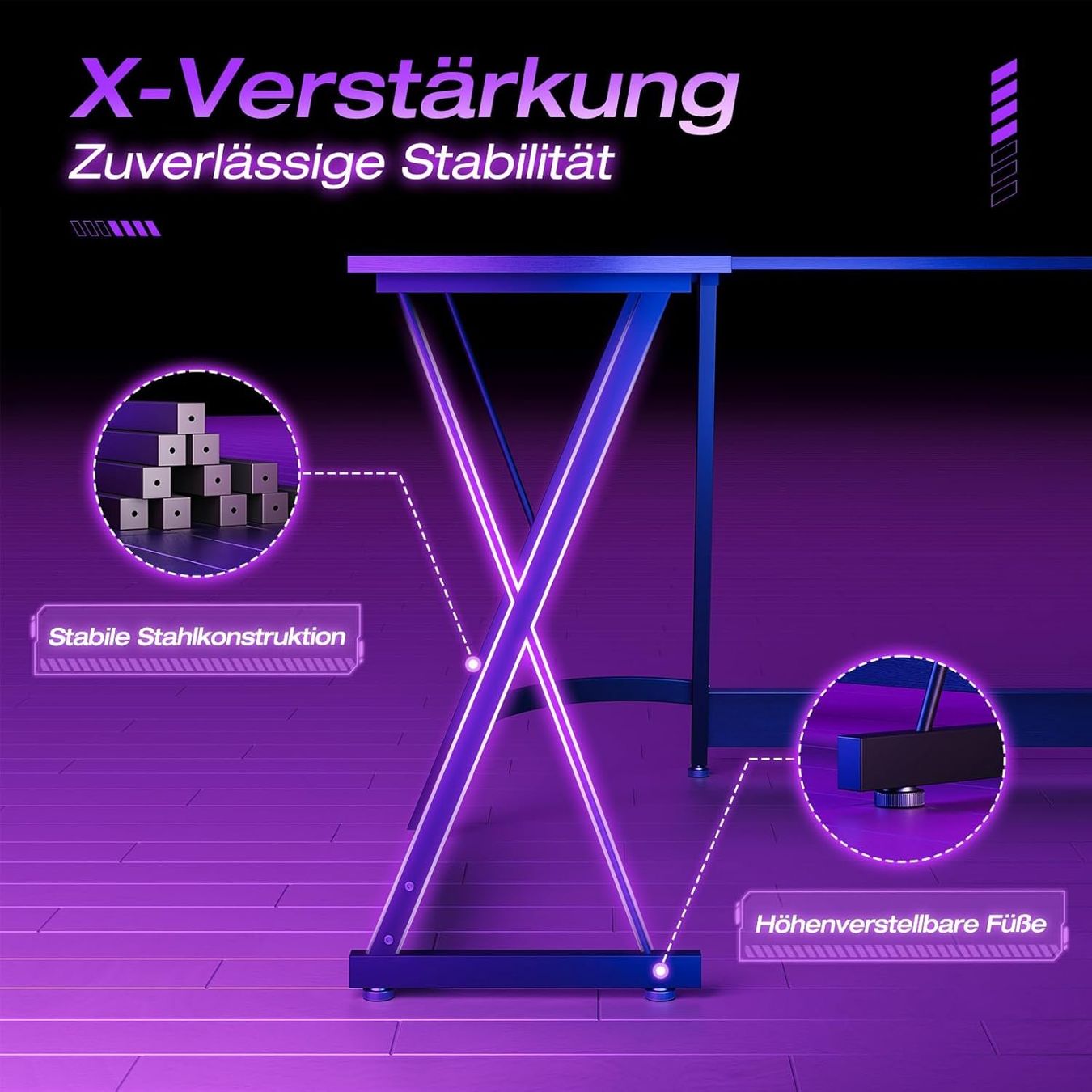 Schreibtische: Bürotisch schwarz, Schreibtisch 120x120x77cm, Computertisch – Neu und originalverpackt aus Zürich von MueDes 3