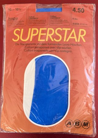 Vintag - Strumpfhose - ABM - Blau - Grösse L 10-10 1/2
