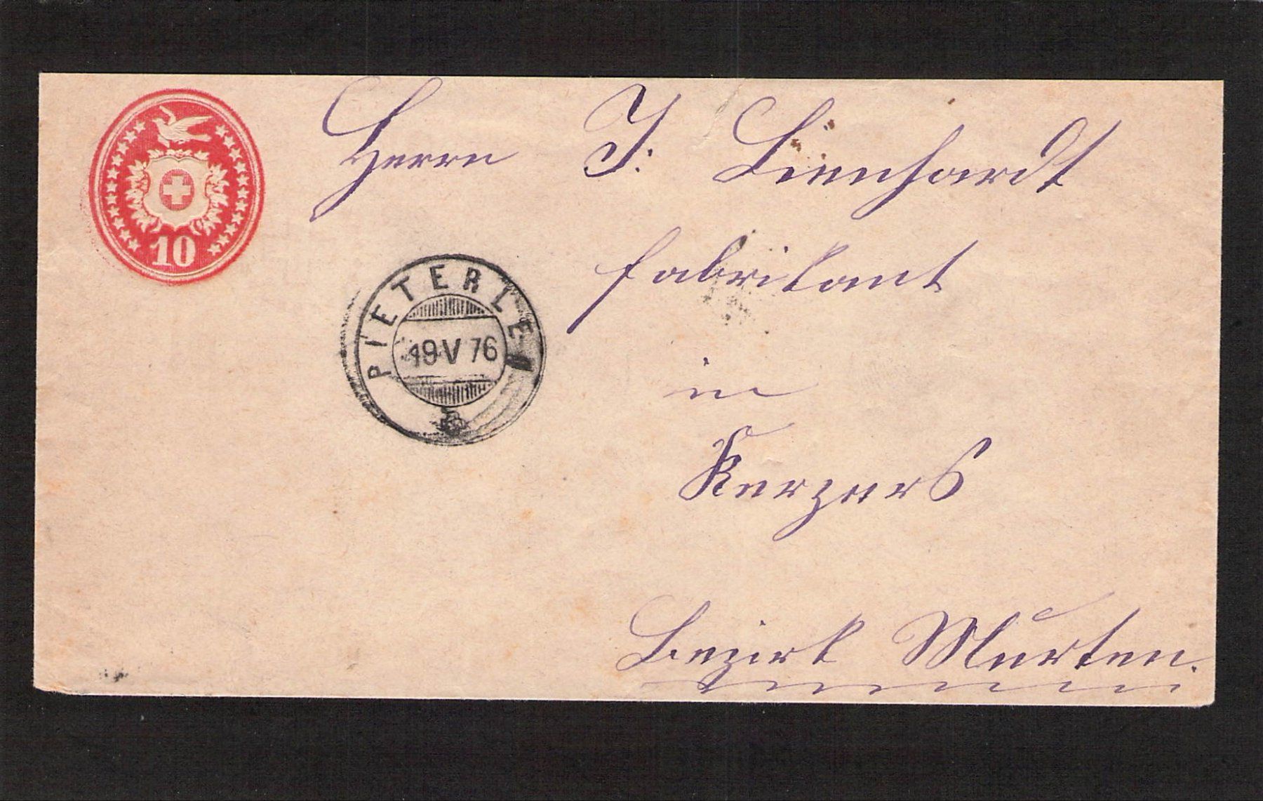 Tutti i francobolli: Tüblibrief  Pieterlen  , 18.V.1876 – Usato da Reichenburg venduto da ibiza18