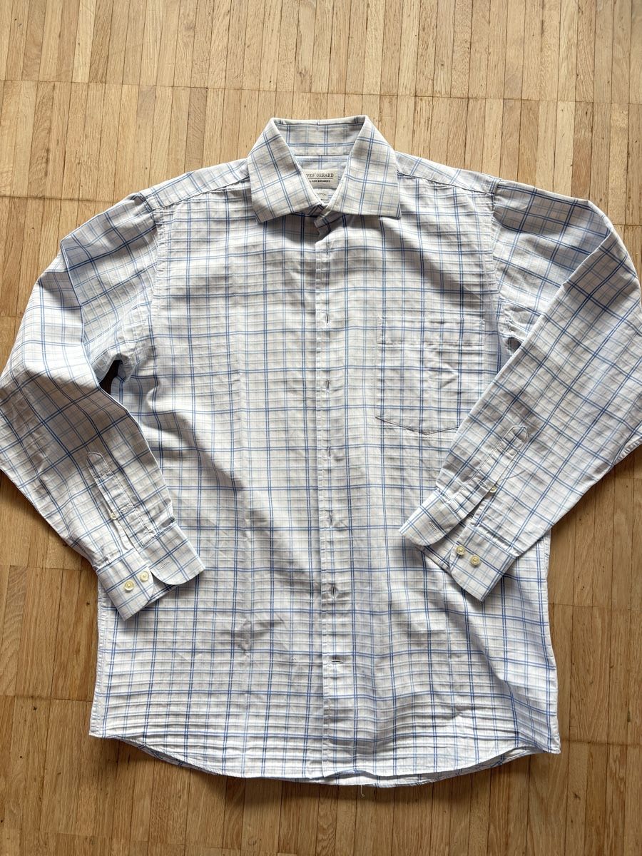 Camicie: Yves Gerard Shirt - Light Blue Checkered - Size 42 – Usato da Nyon venduto da Iamher 1