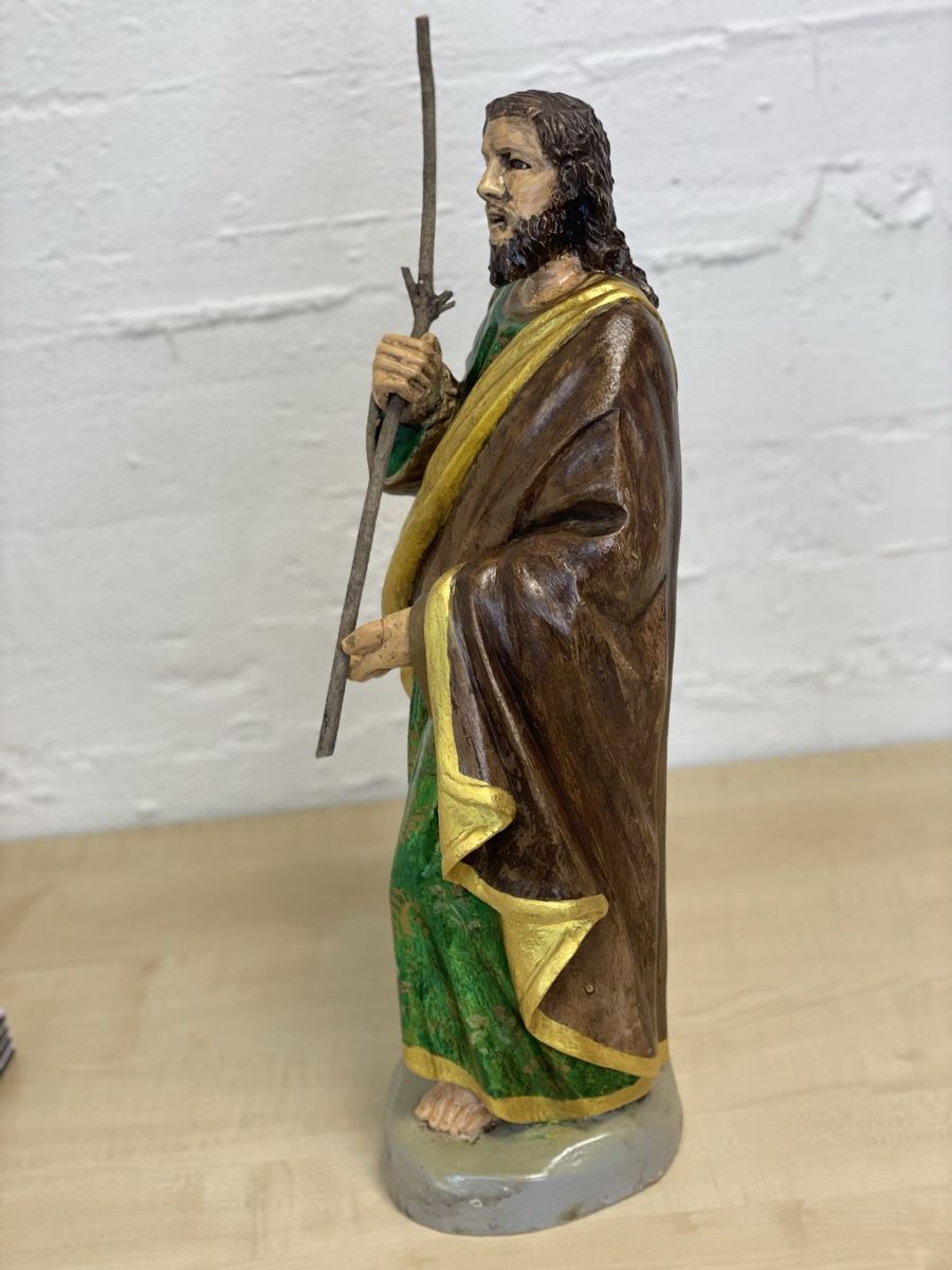 Sculture & Statue: Antike Holzfigur, Heiliger, 52cm hoch, Handbemalt – Usato da Locarno venduto da Osvaldo61