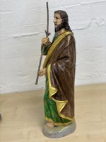 Antike Holzfigur, Heiliger, 52cm hoch, Handbemalt