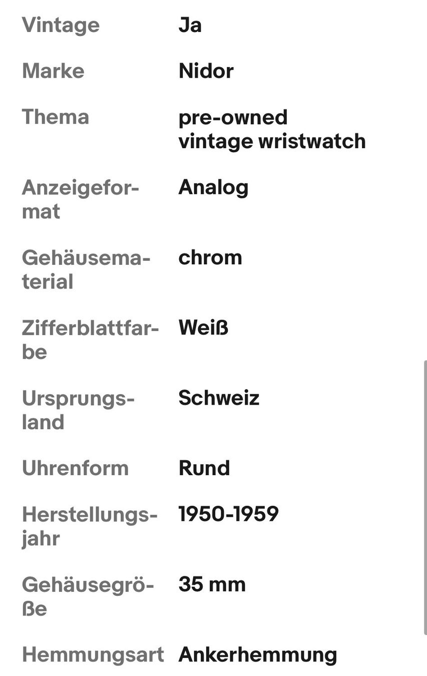 Swiss Orologi: Nidor Swiss Vintage Uhr – Usato da lyss venduto da Uhrenparadies 4