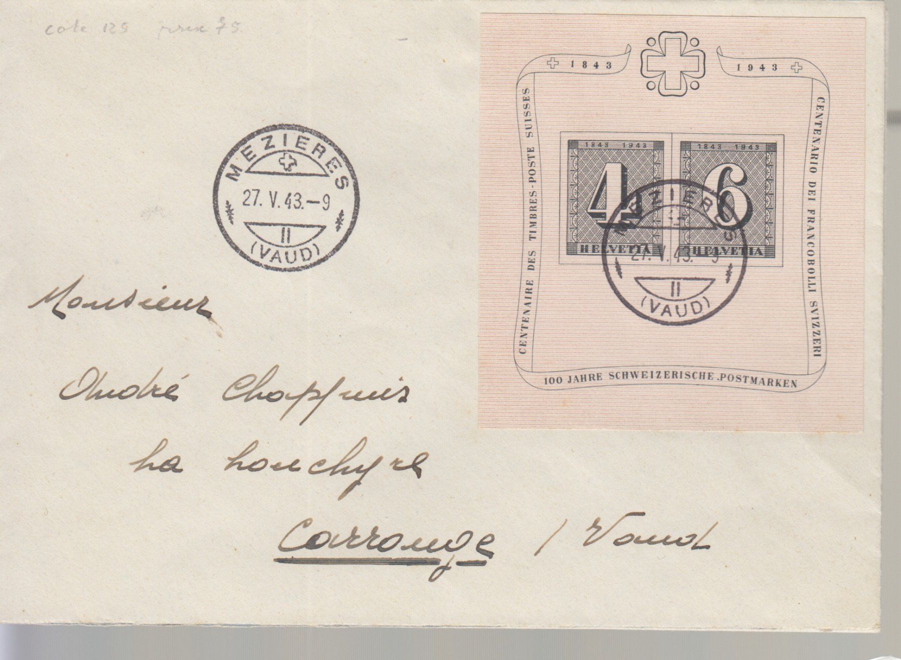 Alle Briefmarken: Bloc W14 sur lettre – Gebraucht aus Boécourt von Denteles66