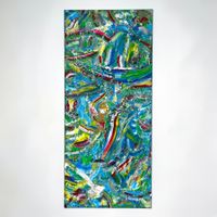 Abstraktes Acrylgemälde „Farben in Bewegung“ 40x90cm