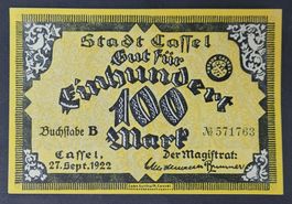 100 MARK / CASSEL 1922 (BANKFRISCH)