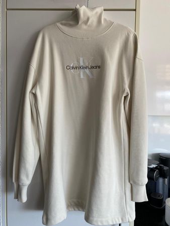 Calvin Klein Jeans Damen Sweatkleid Cremeweiss Grösse M