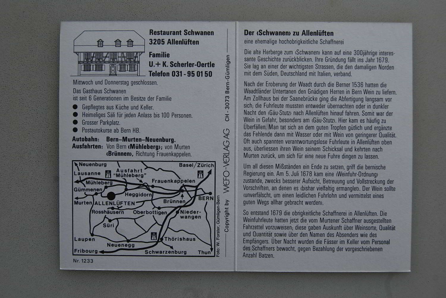 Cartoline postali: AK Allenlüften, Restaurant Schwanen – Usato da Rüfenacht BE venduto da Toro06 1