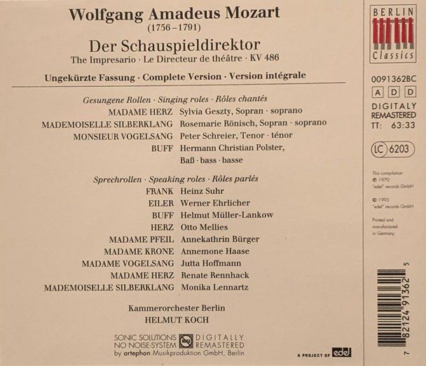 CDs: Mozart - Der Schauspieldirektor – Gebraucht aus Grüningen von azulamarillo 1
