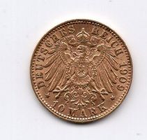 (8) Hamburg, 10 Mark, 1909, stgl Gold