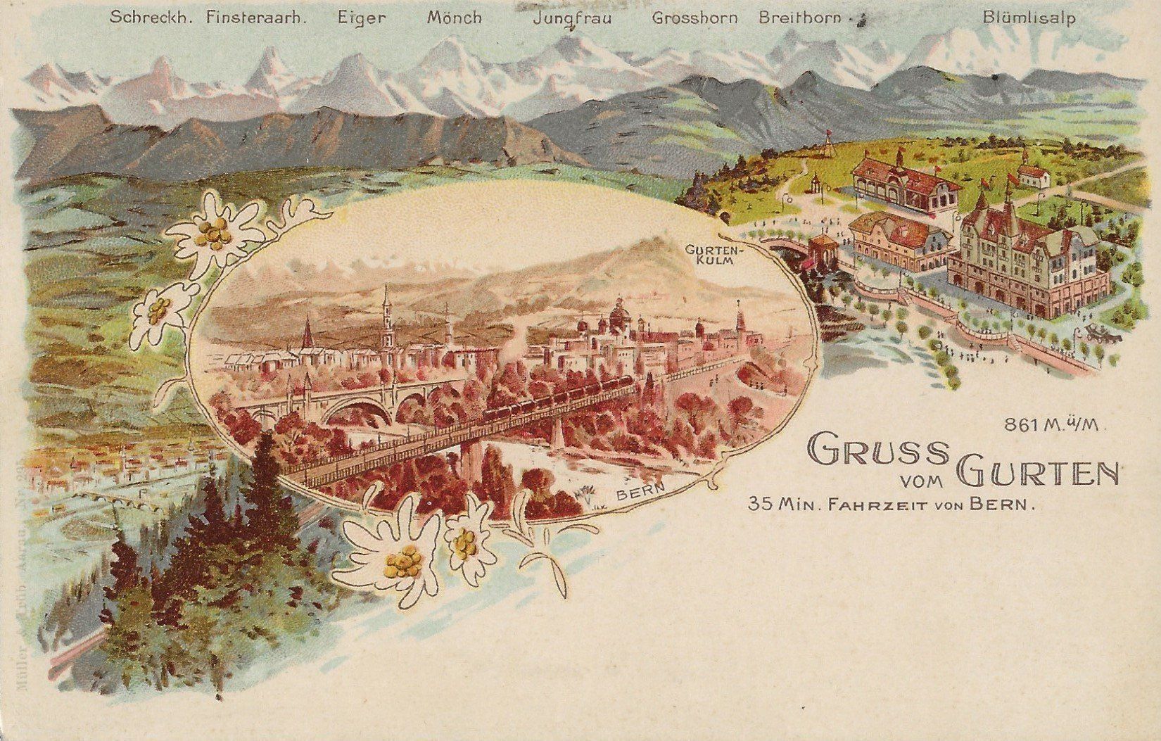Cartoline postali: Bern, Gruss vom Gurten, Litho – Usato da Frauenfeld venduto da Merk52
