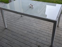 Gartentisch Rattangeflecht Glasplatte Weiss rechteckig