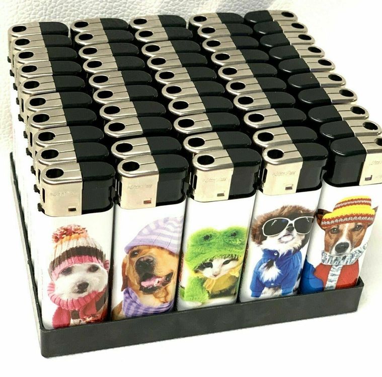 2J Set Mit 5 Nachfüllbaren Elektro-Feuerzeugen – Verschiedene Pferde-Motive (10 Designs) – Für Zigaretten, Kerzen, Grill – Einfache Piezo-Zündung