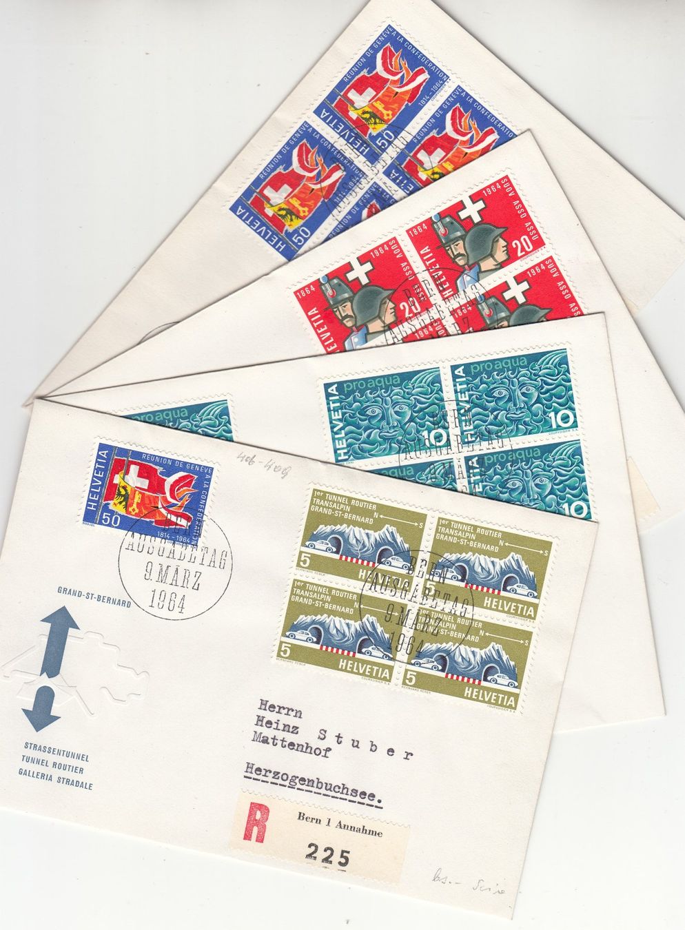 Tutti i francobolli: SBK 406 - 409 im 4er-Block FDC – Usato da Bürglen TG venduto da StampGraf