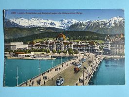 Luzern, Seebrücke und Bahnhof, 1948 - Frankatur PP
