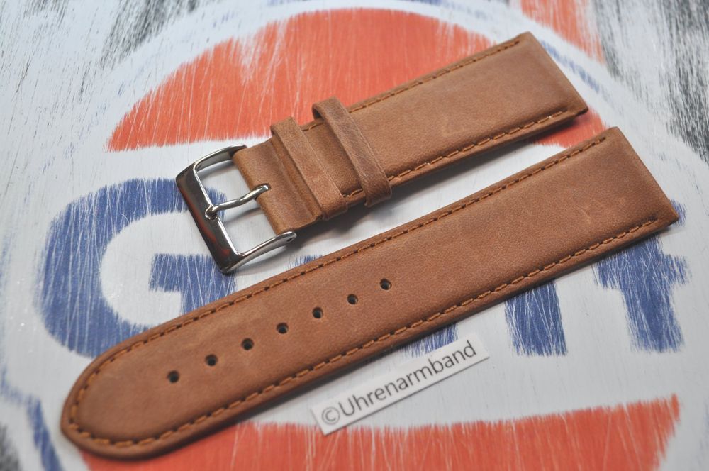 Bracciali & Braccialetti: 24mm Uhrenarmband,  Leder braun, Uhrenband – Nuovo (secondo la descrizione) da Courlevon venduto da Uhrenarmband