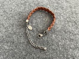Bree Armband Leder braun geflochten neu, 18-26cm variabel