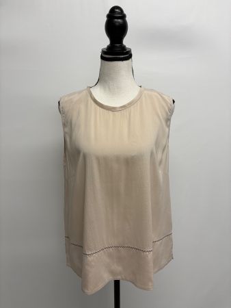 TONET ärmellose Bluse Gr. 40/42 creme Seide Pailletten