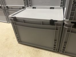 AUER-Stapelkiste Grau mit Deckel 40x30x28.5cm