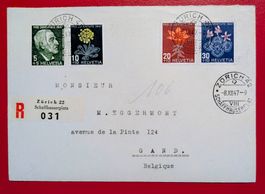 PRO JUVENTUTE 121 - 124 R SATZBRIEF ZÜRICH 22 BELGIEN 1947