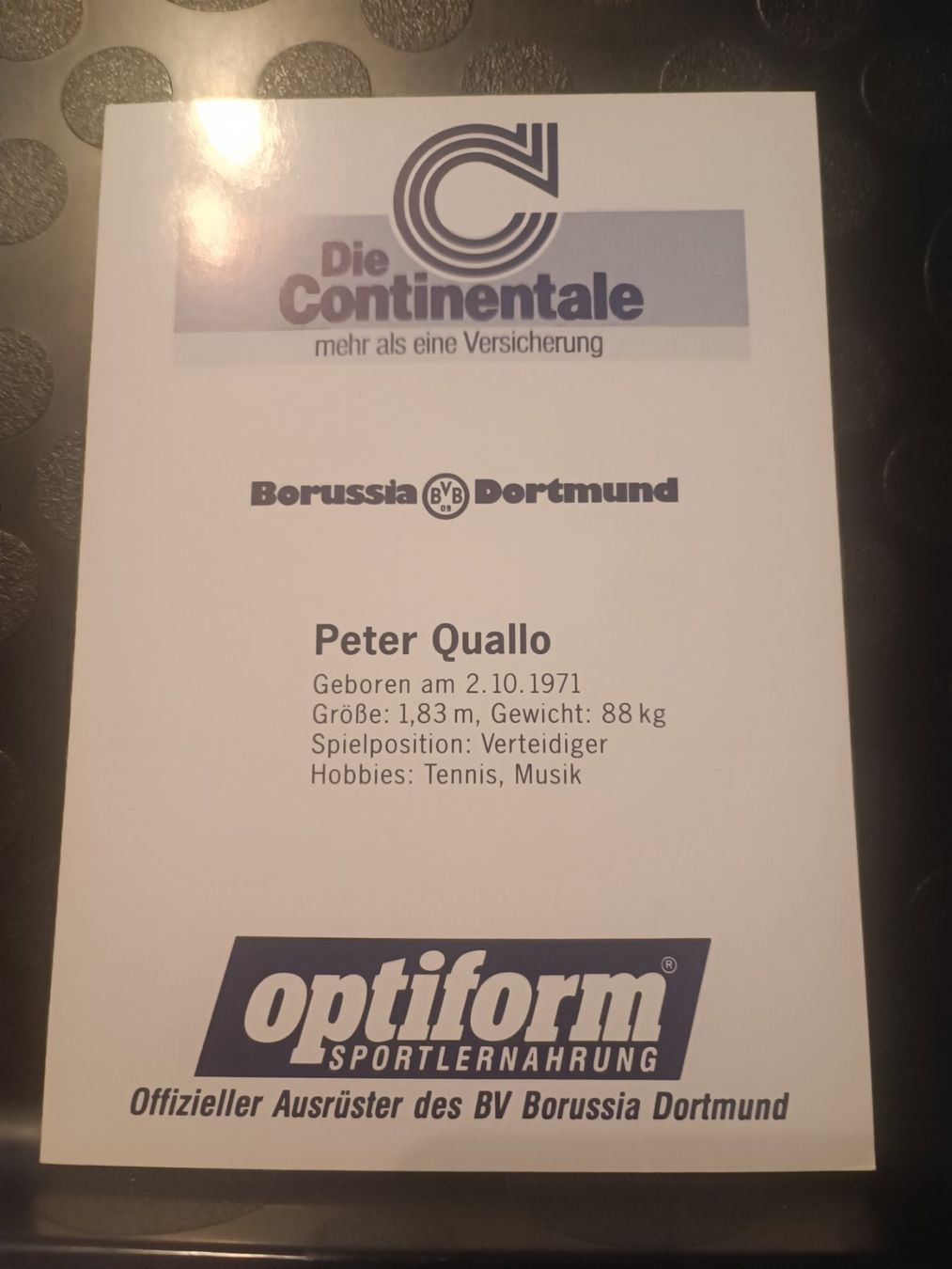 Autographes: Peter Quallo - BVB - Borussia Dortmund - Handsigniert – D'occasion à Menziken par Artographs 1