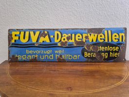 Altes Emailschild Fuva Dauerwellen Emaille Schild Vintage