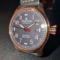 Alpina Startimer Pilot Automatic 40mm, blau/rosé + Box, Pap.