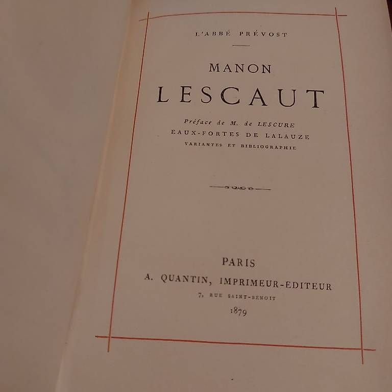 Bücher: "Manon Lescaut" Superbe édition 1879 – Gebraucht aus Genève von macadam 1