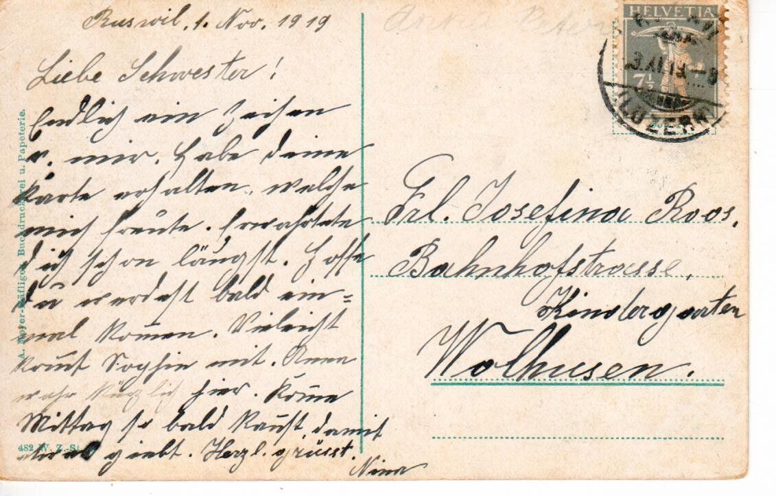 Cartoline postali: Ruswil  1919 – Usato da Wolhusen venduto da Curver9 1