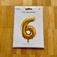 Grosser Folienballon Zahl 6 Gold 100cm Neu
