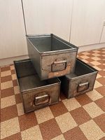 3 Metallkisten mit Tragegriffen, 41x23x18cm, Industrielook