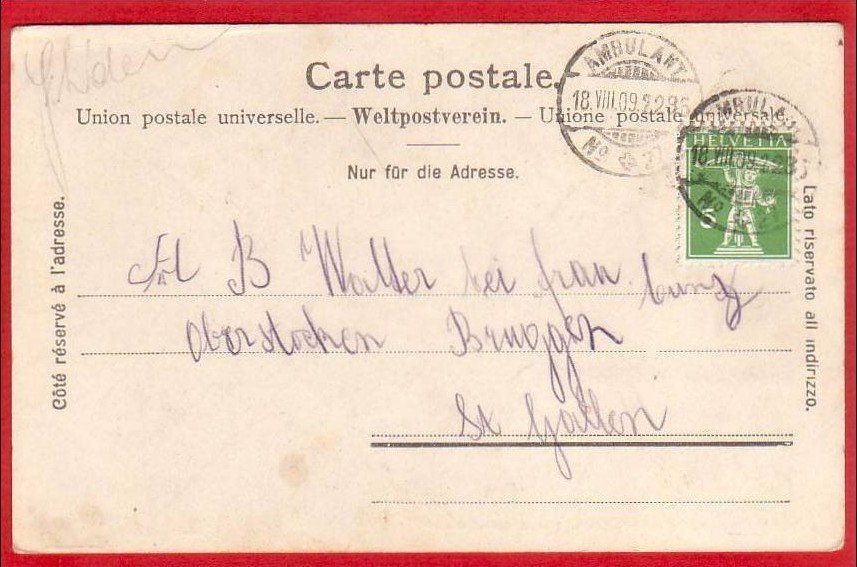 Cartoline postali: ELM DORFSTRASSE 1909 – Usato da Grüningen venduto da Kartenlaube 1