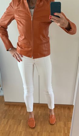 Damen Lederjacke  orange : 36