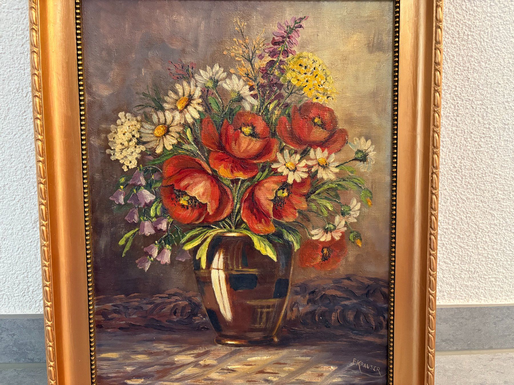Dipinti: 36 cm breitx44 cm/ E. Krauser/ Öl Gemälde Blumenstillleben – Usato da Ottenbach venduto da TimelessEmotions. 6