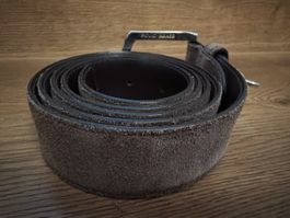 Ledergürtel braun mit massiver Schnalle 110cm gebraucht