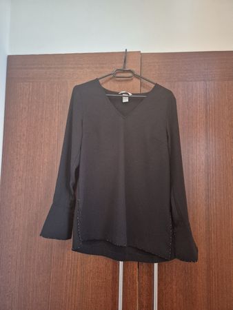 Schwarze H&M Bluse, Gr. 34, neuwertig, mit Schmucksteinen