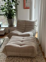 TOGO Sessel & Pouf, Ligne Roset, neu bezogen mit Kord Stoff