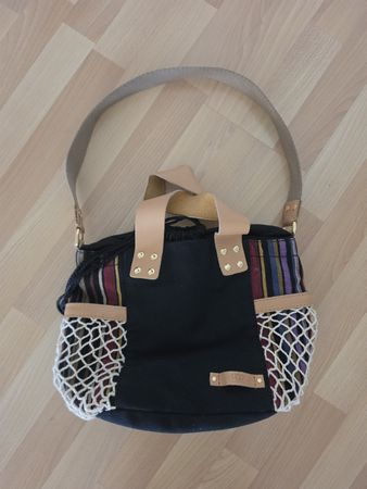 Handtasche UGG Stoff Leder schwarz bunt guter Zustand