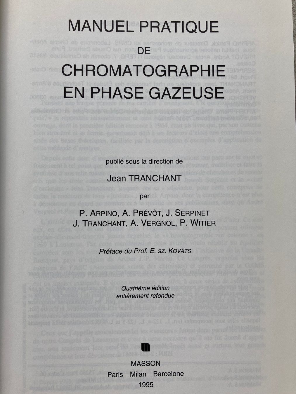 Libri: Manuel pratique de chromatographie en phase gazeuse – Usato da Weggis venduto da Serger 2