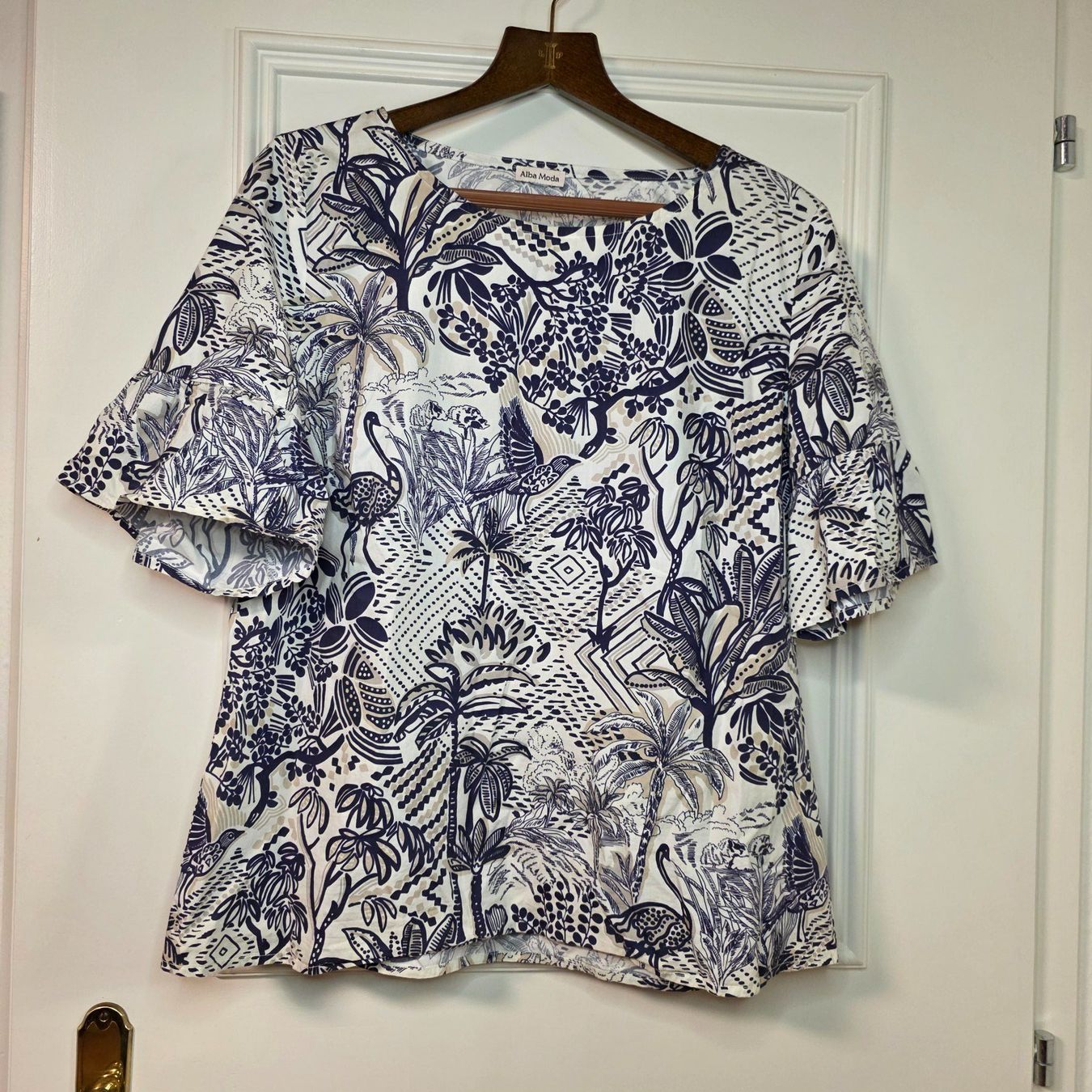 Alba Moda Camicette: Alba Moda Bluse 40/42, Baumwolle, modernes Muster – Usato da Wald ZH venduto da CapLux 4